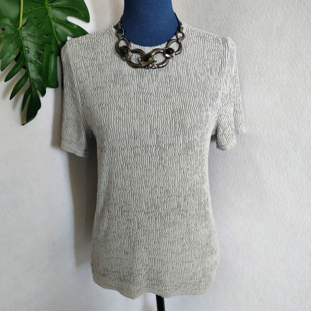 Rebecca Malone Grey Short Sleeve Blouse Top